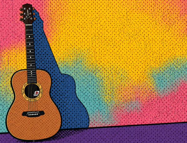 Gitarre an Wand gelehnt.
